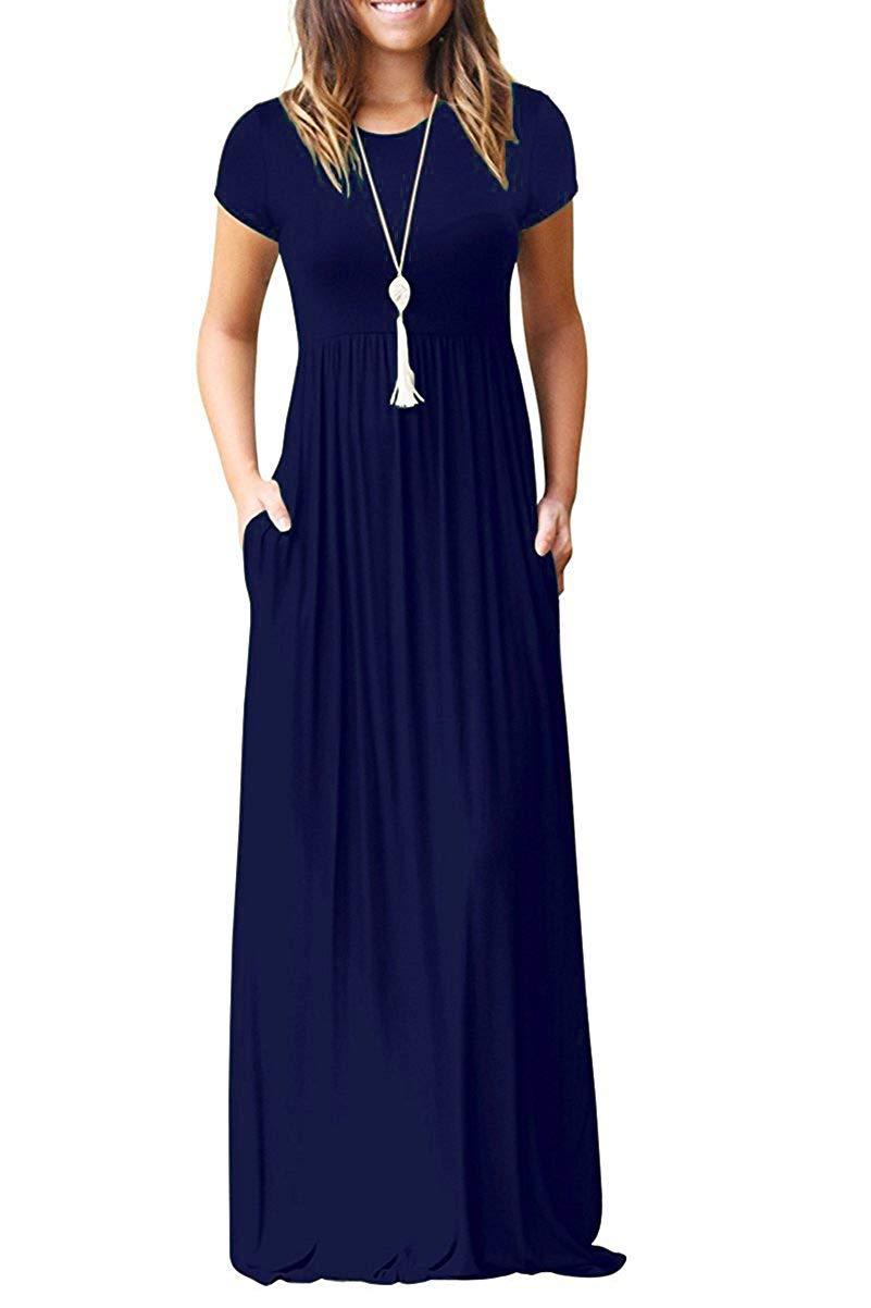 Short Sleeve Loose Maxi Dresses