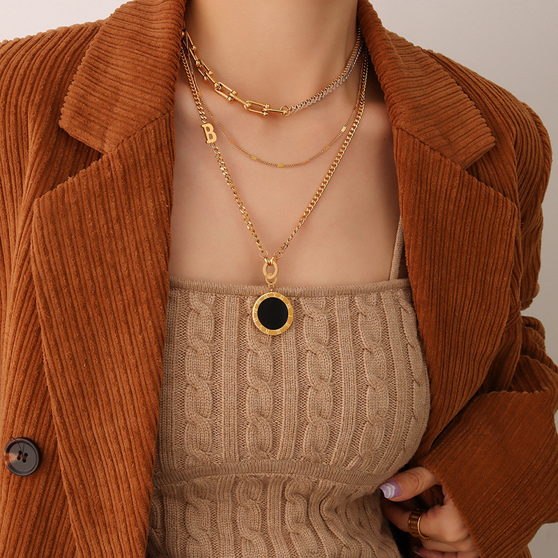 Black & White Double-Sided Pendant Necklace