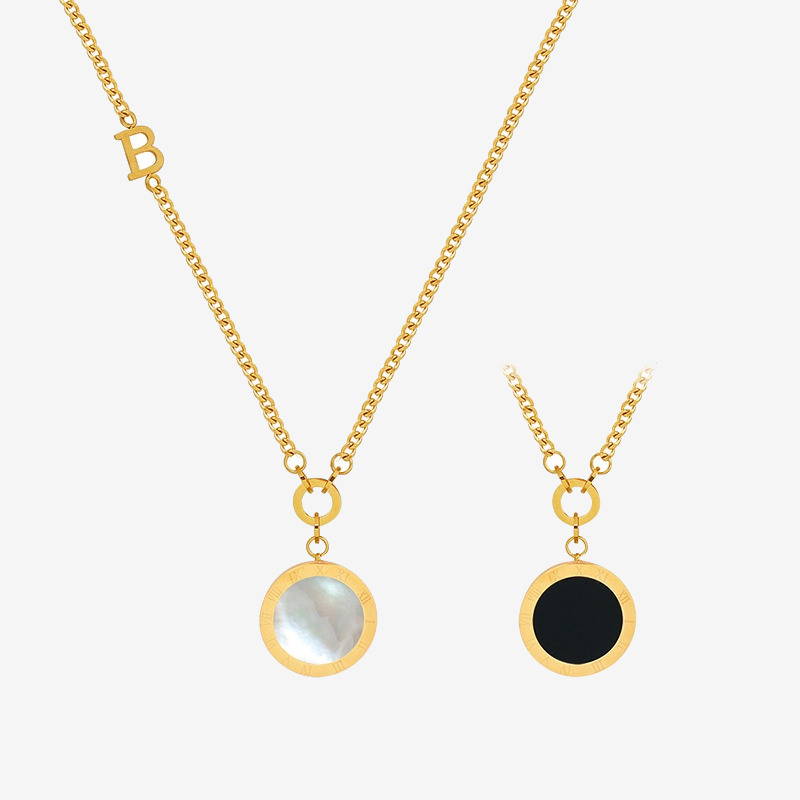 Black & White Double-Sided Pendant Necklace