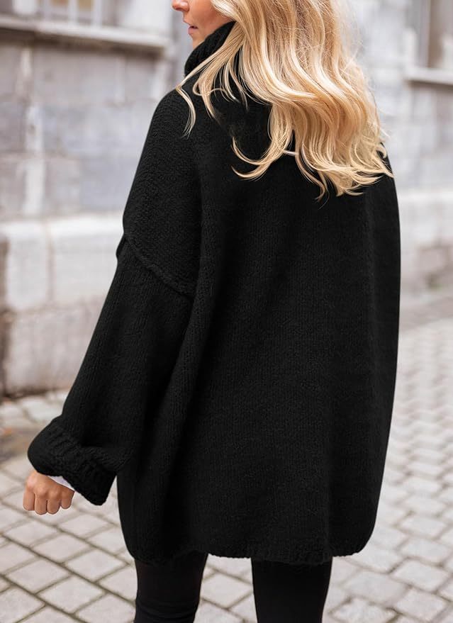 2024 Women's  Fall Knit Sweater Casual Long Sleeve Turtleneck Loose Chunky Pullover Tops
