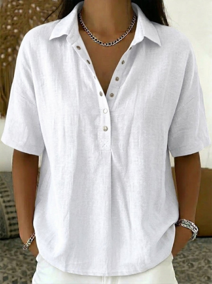 New Arrivals🔥 Women’s Casual Loose Linen Polo Blouse Shirt