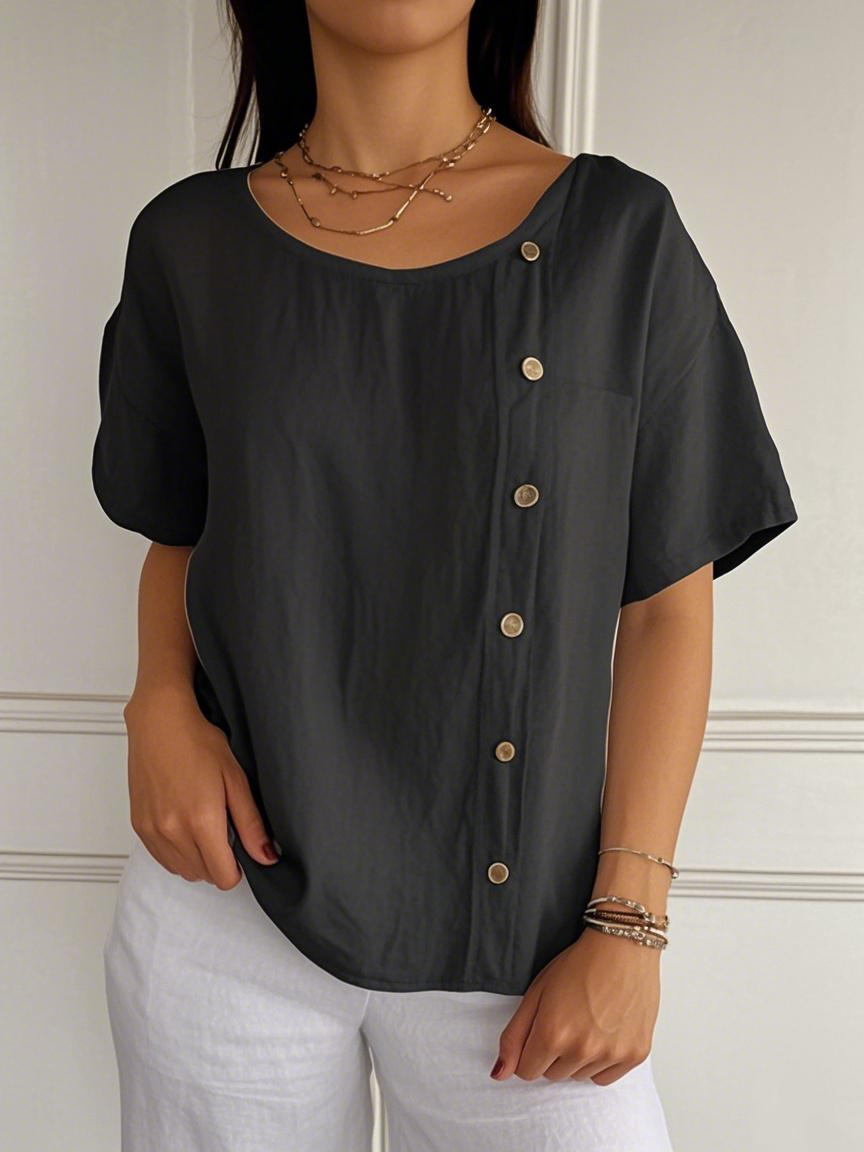 Women's Casual Side Buttons Tops