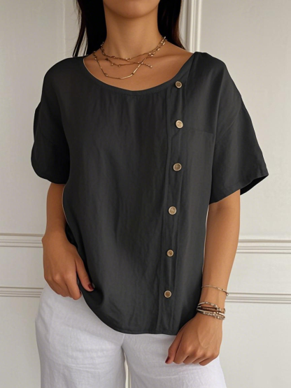 Women's Casual Side Buttons Tops