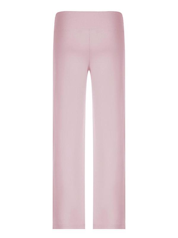 Women's Solid Drawstring Foldover WaistStraight Leg Pants, Pants for Women, FashionCasual Drop Waist Trousers For Daily OutdoorWear, Summer Outfits 2024