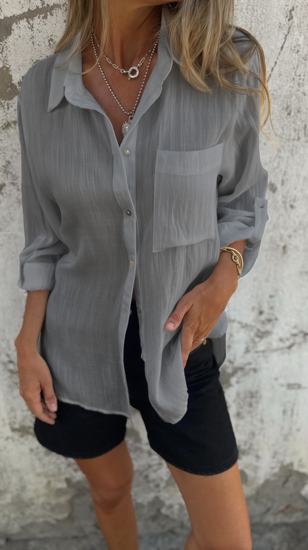 Women's Casual Cotton and linen shirt