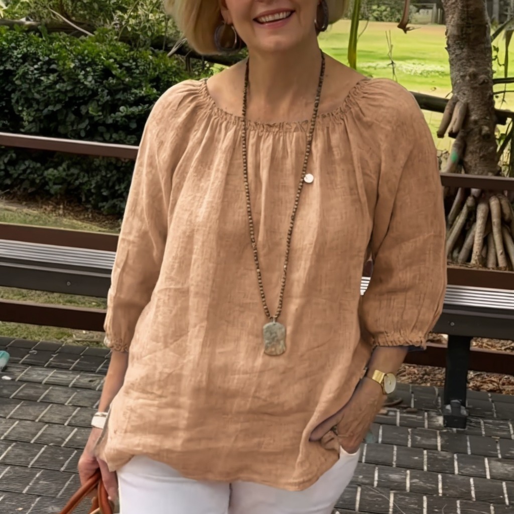 2024 New Women's Casual Cotton Linen Shirt Top