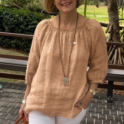 2024 New Women's Casual Cotton Linen Shirt Top