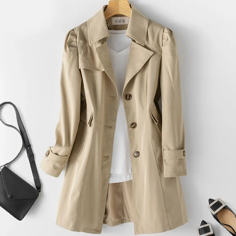 Women's mid-length trench coat tops jacket