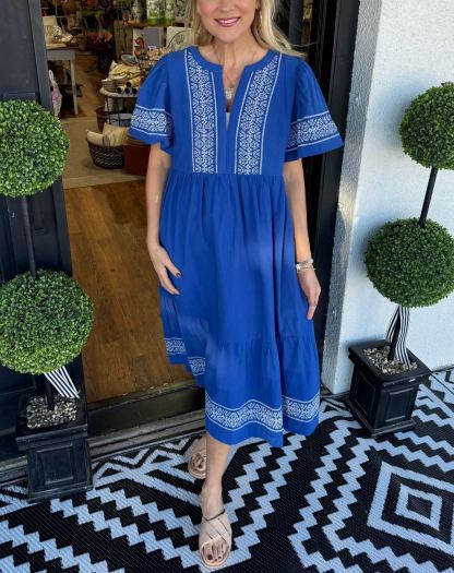V-Neck layered Boho Maxi Dress With Pockets (Buy 2 Free Shipping)
