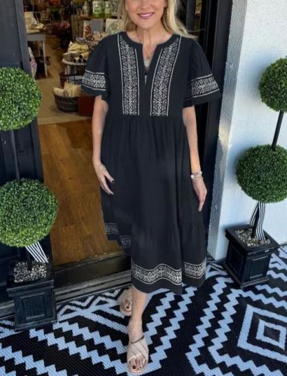 V-Neck layered Boho Maxi Dress With Pockets (Buy 2 Free Shipping)