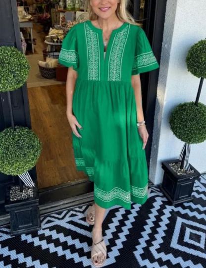 V-Neck layered Boho Maxi Dress With Pockets (Buy 2 Free Shipping)