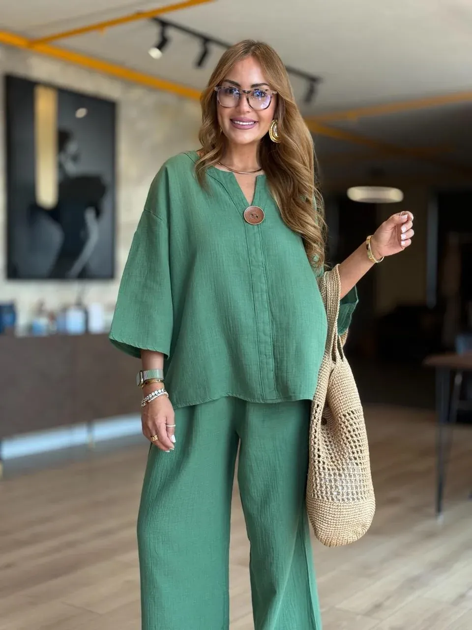 🔥DSICOUNT SALES 52% OFF- Buttons Cotton Two Piece Set