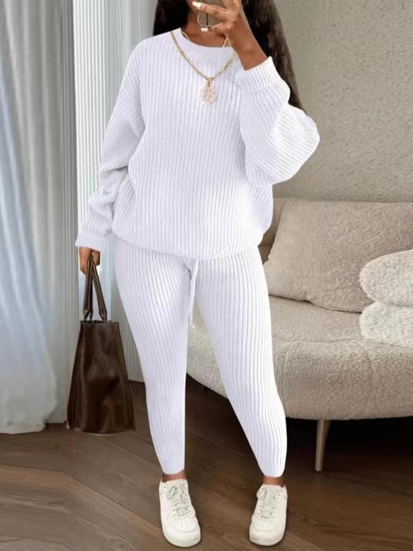 Women's Long Sleeve Sweater Drawstring Pants Set