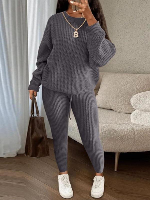 Women's Long Sleeve Sweater Drawstring Pants Set