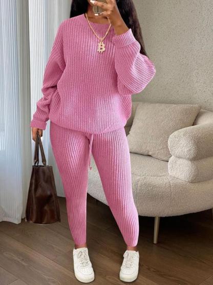 Women's Long Sleeve Sweater Drawstring Pants Set