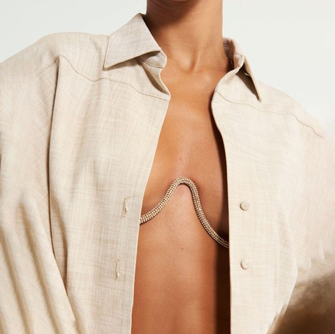 Rhinestone U Shape Body Chain