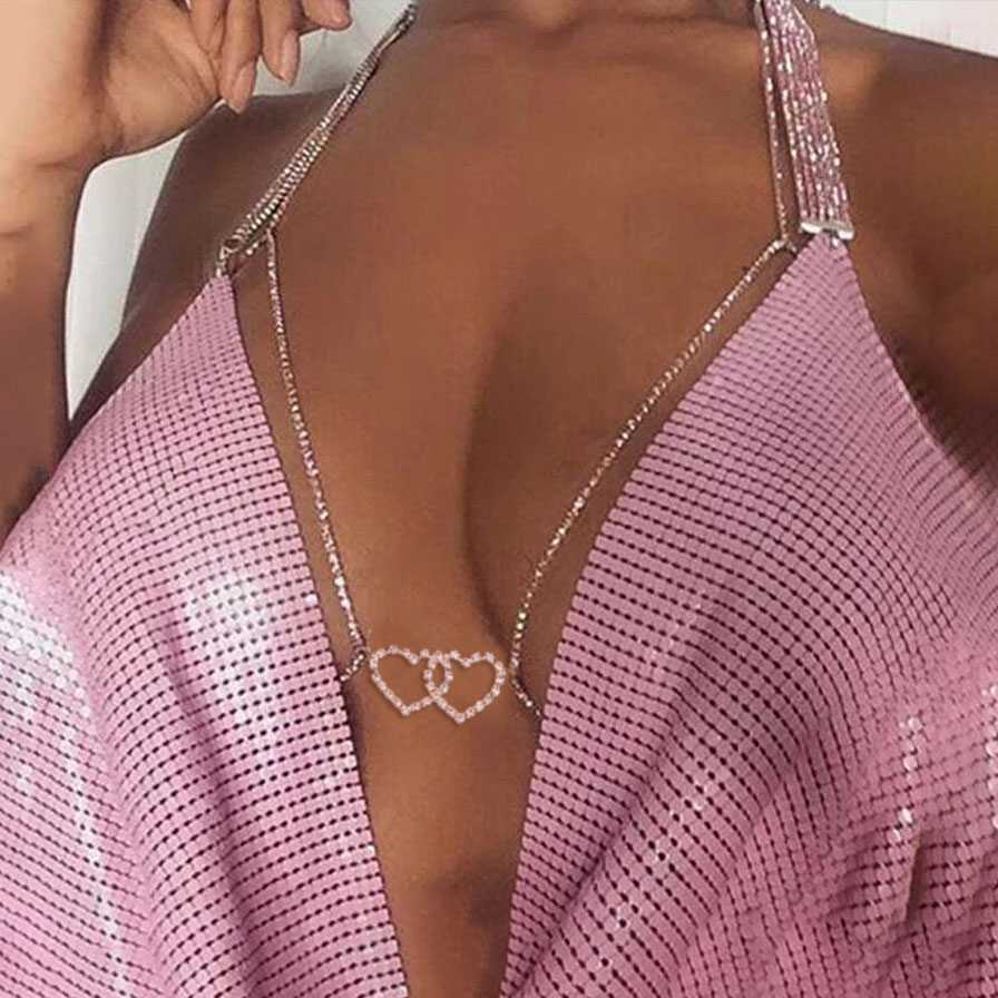 Versatile, sparkling, fully rhinestone-encrusted body chain