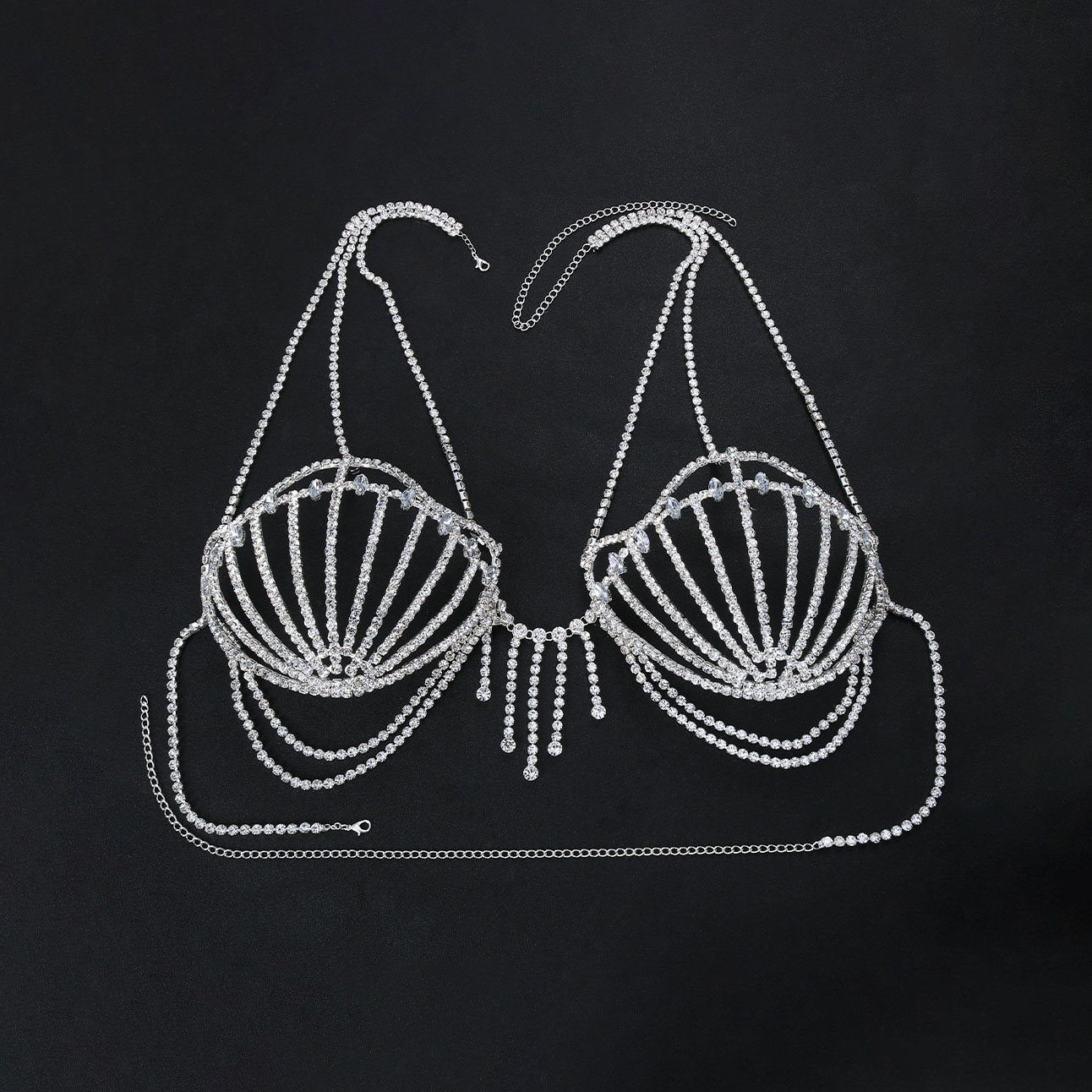 High-end seashell and rhinestone bra