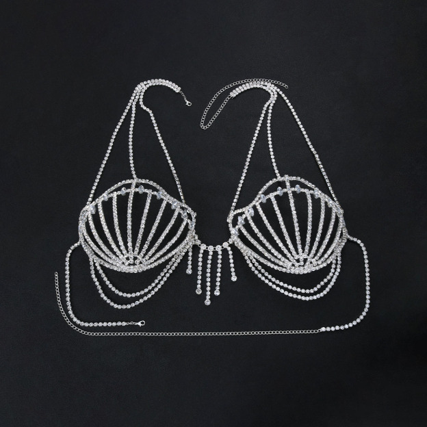 High-end seashell and rhinestone bra