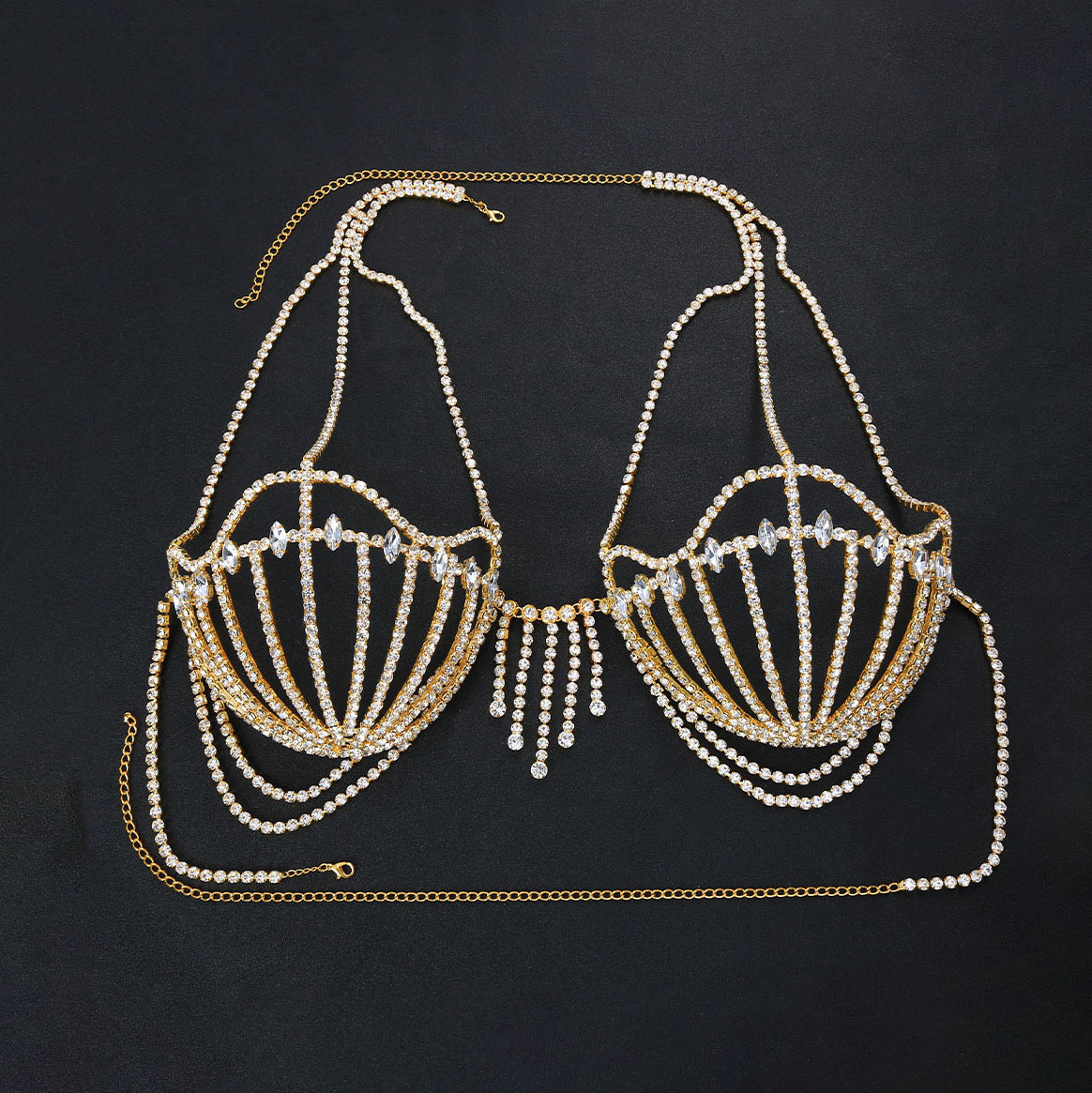 High-end seashell and rhinestone bra