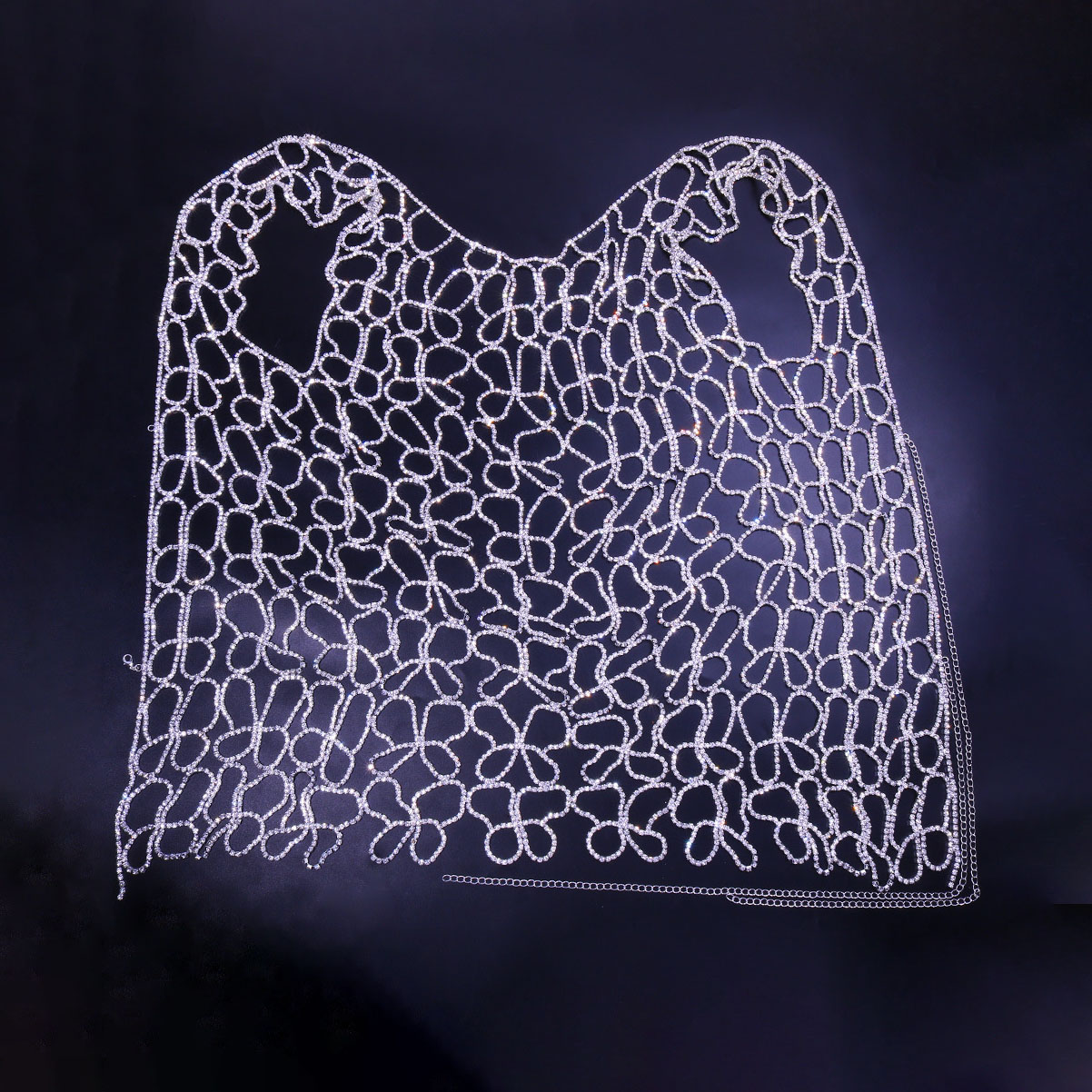 Runway-style sparkling body chain for evening wear