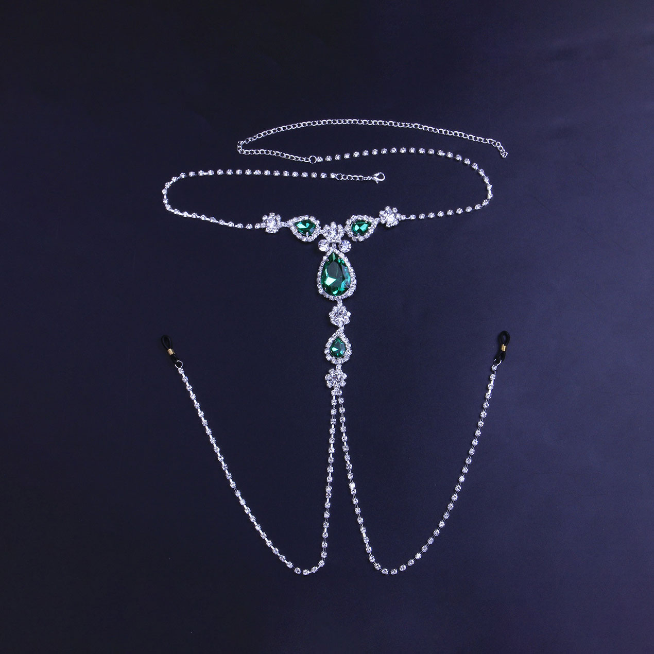 Sexy Green Rhinestone Non-Piercing Nipple Chain