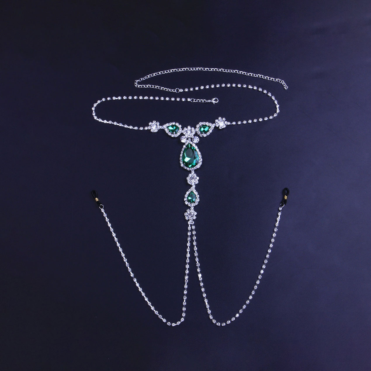 Sexy Green Rhinestone Non-Piercing Nipple Chain