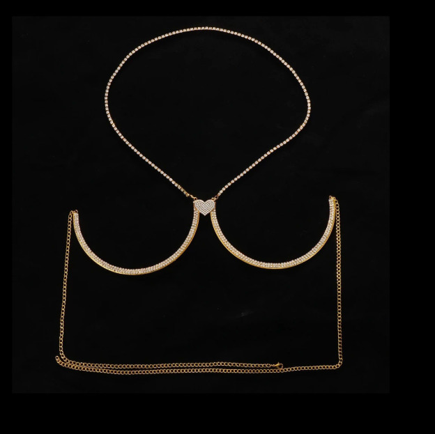 Sexy Rhinestone Halter-Neck Heart-Shaped Bustier