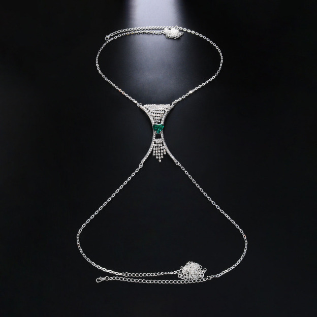 Rhinestone body chain for parties