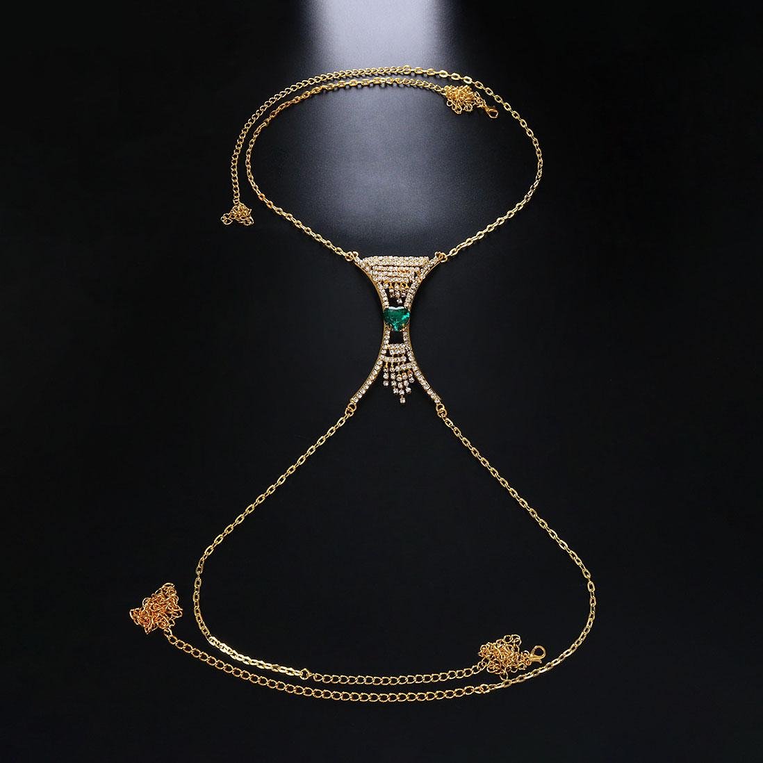 Rhinestone body chain for parties