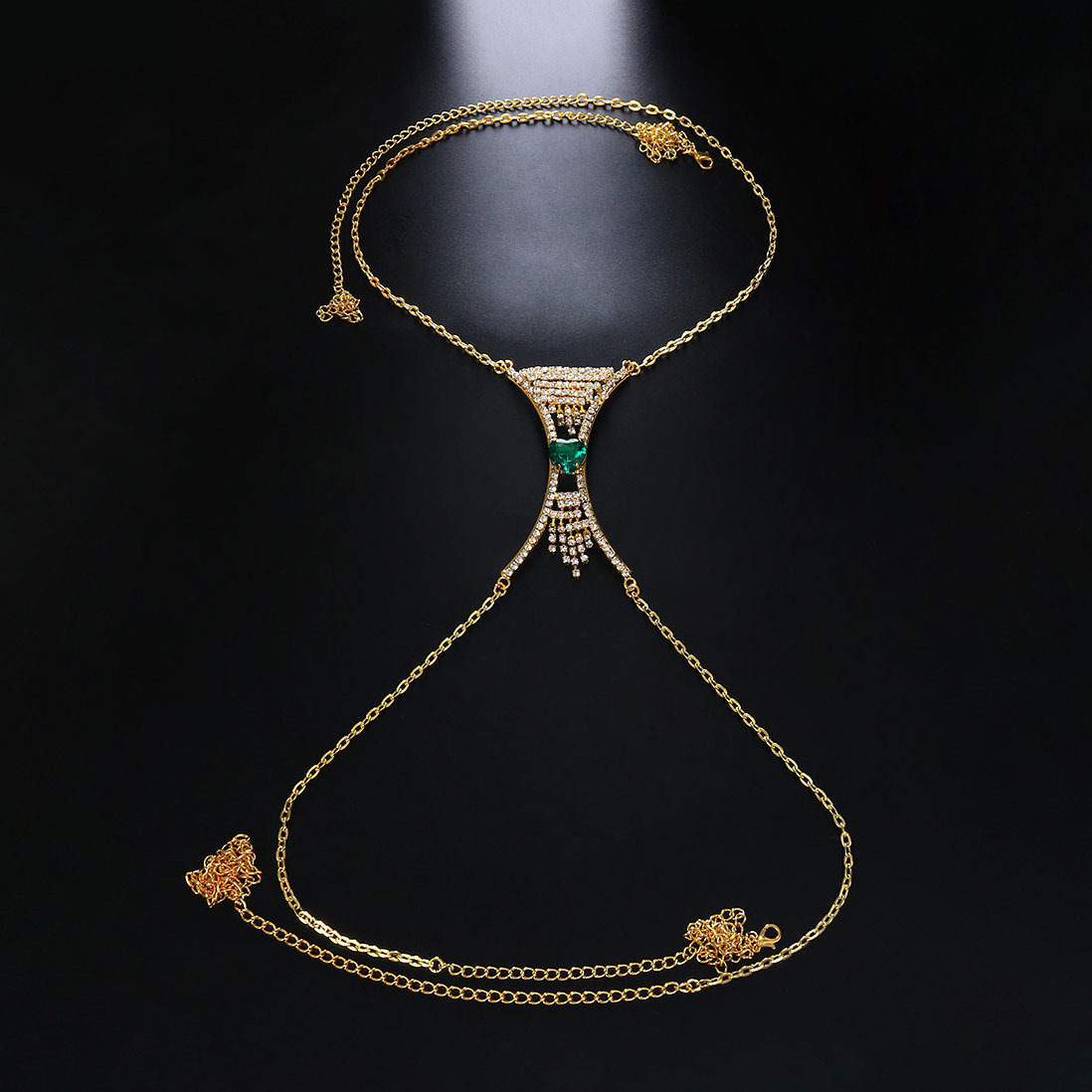 Rhinestone body chain for parties