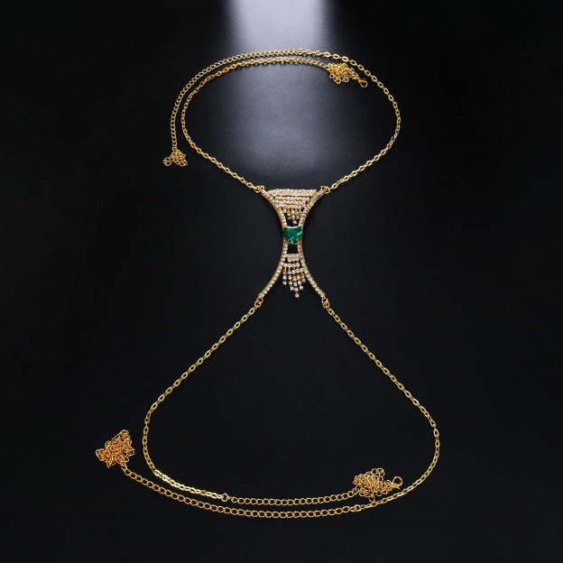 Rhinestone body chain for parties