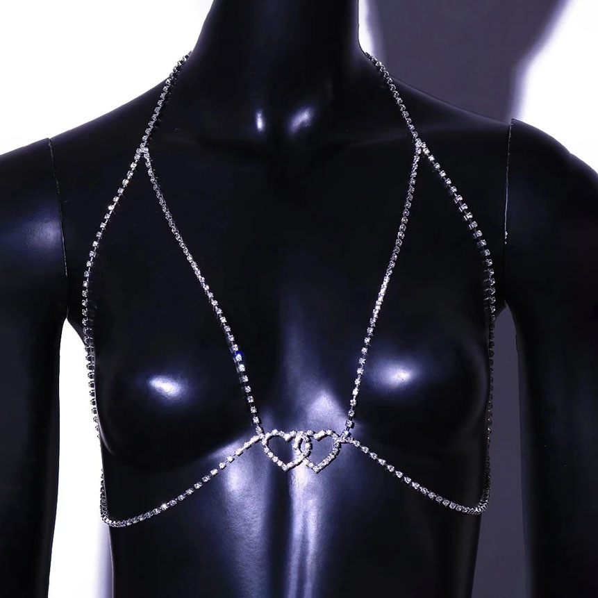 Versatile, sparkling, fully rhinestone-encrusted body chain