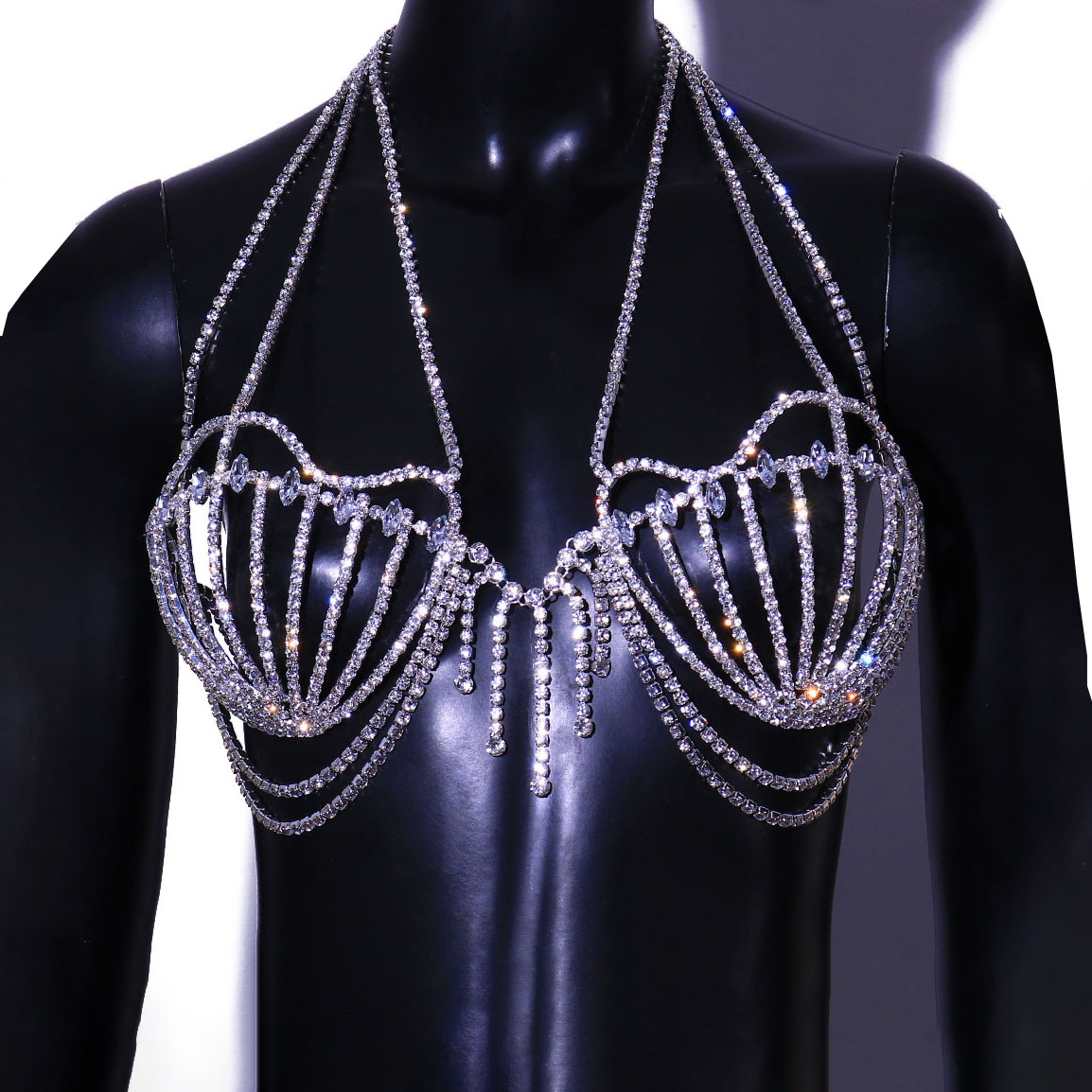 High-end seashell and rhinestone bra