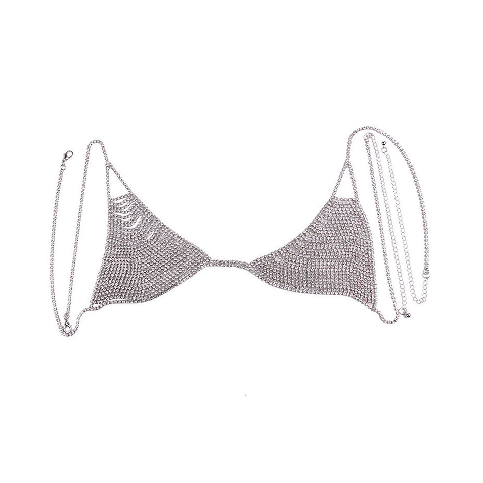 Rhinestone bra and bikini body chain