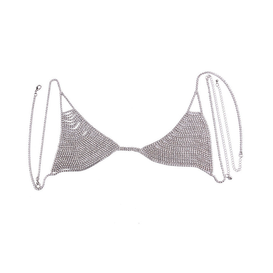 Rhinestone bra and bikini body chain