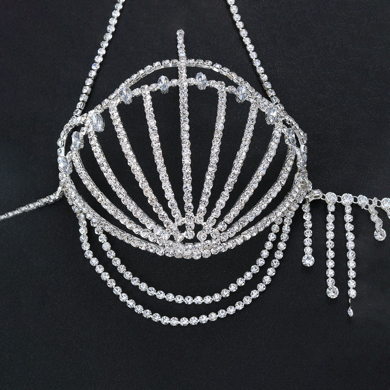 High-end seashell and rhinestone bra