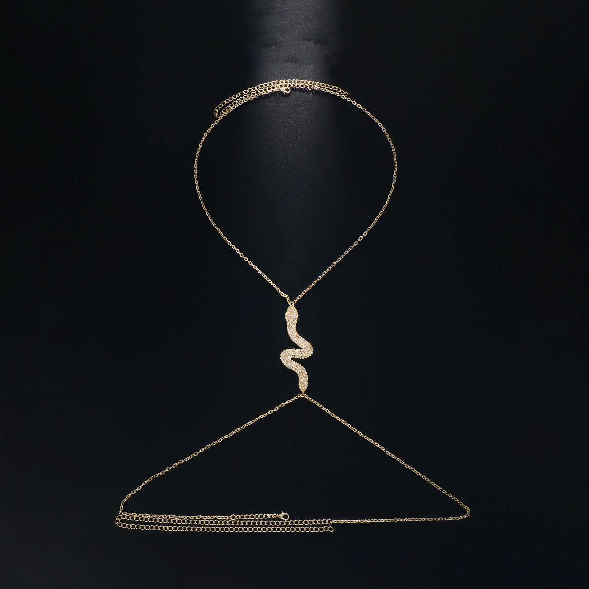 Sexy, sparkling serpentine rhinestone body chain