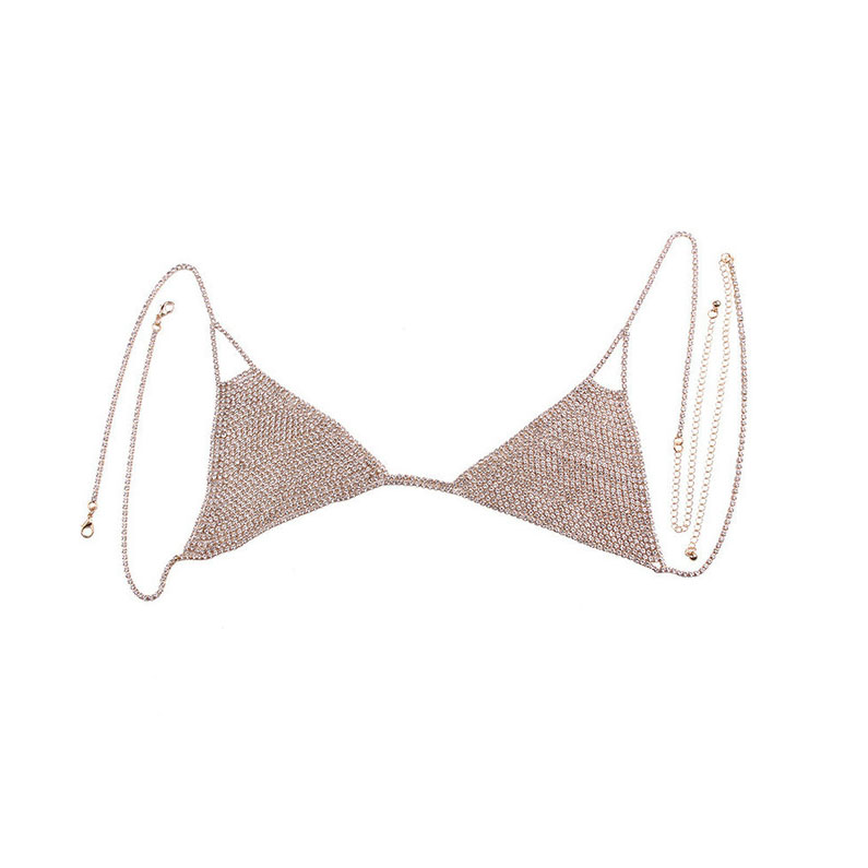 Rhinestone bra and bikini body chain