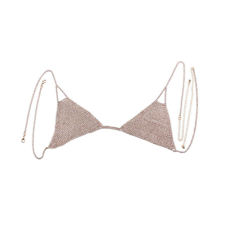 Rhinestone bra and bikini body chain