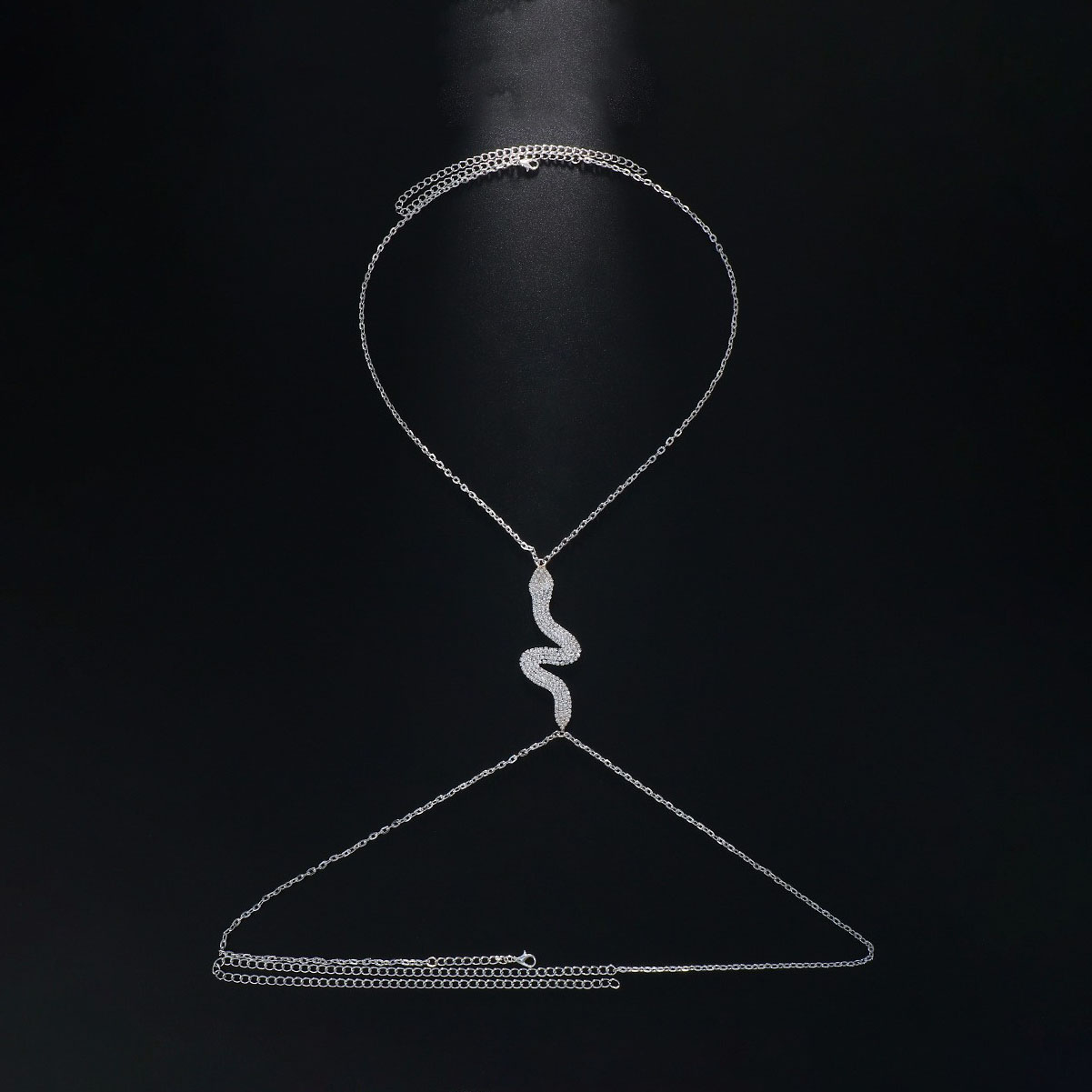 Sexy, sparkling serpentine rhinestone body chain