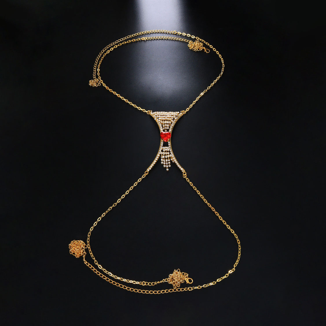 Rhinestone body chain for parties
