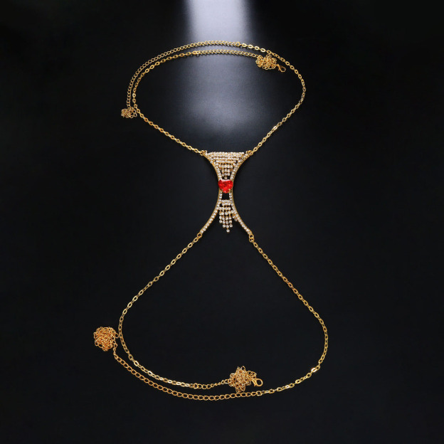 Rhinestone body chain for parties