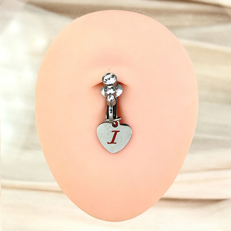 Customizable Initial Heart Faux Navel Ring