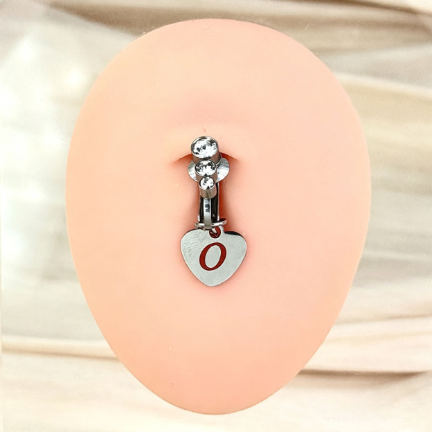 Customizable Initial Heart Faux Navel Ring