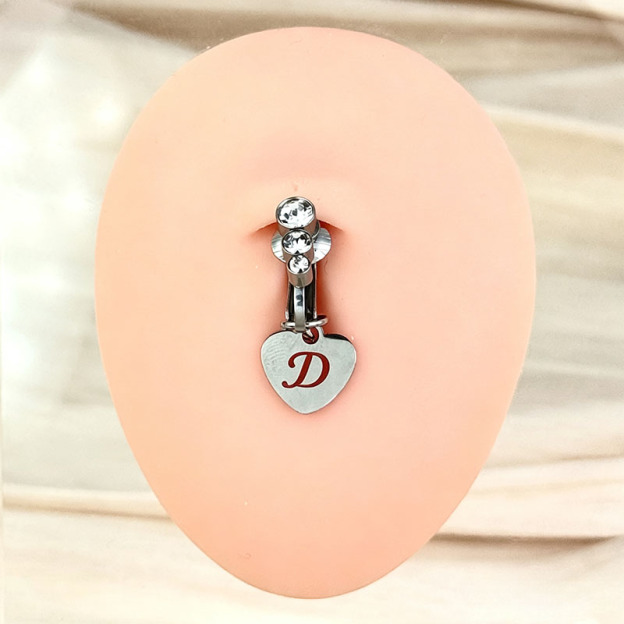 Customizable Initial Heart Faux Navel Ring