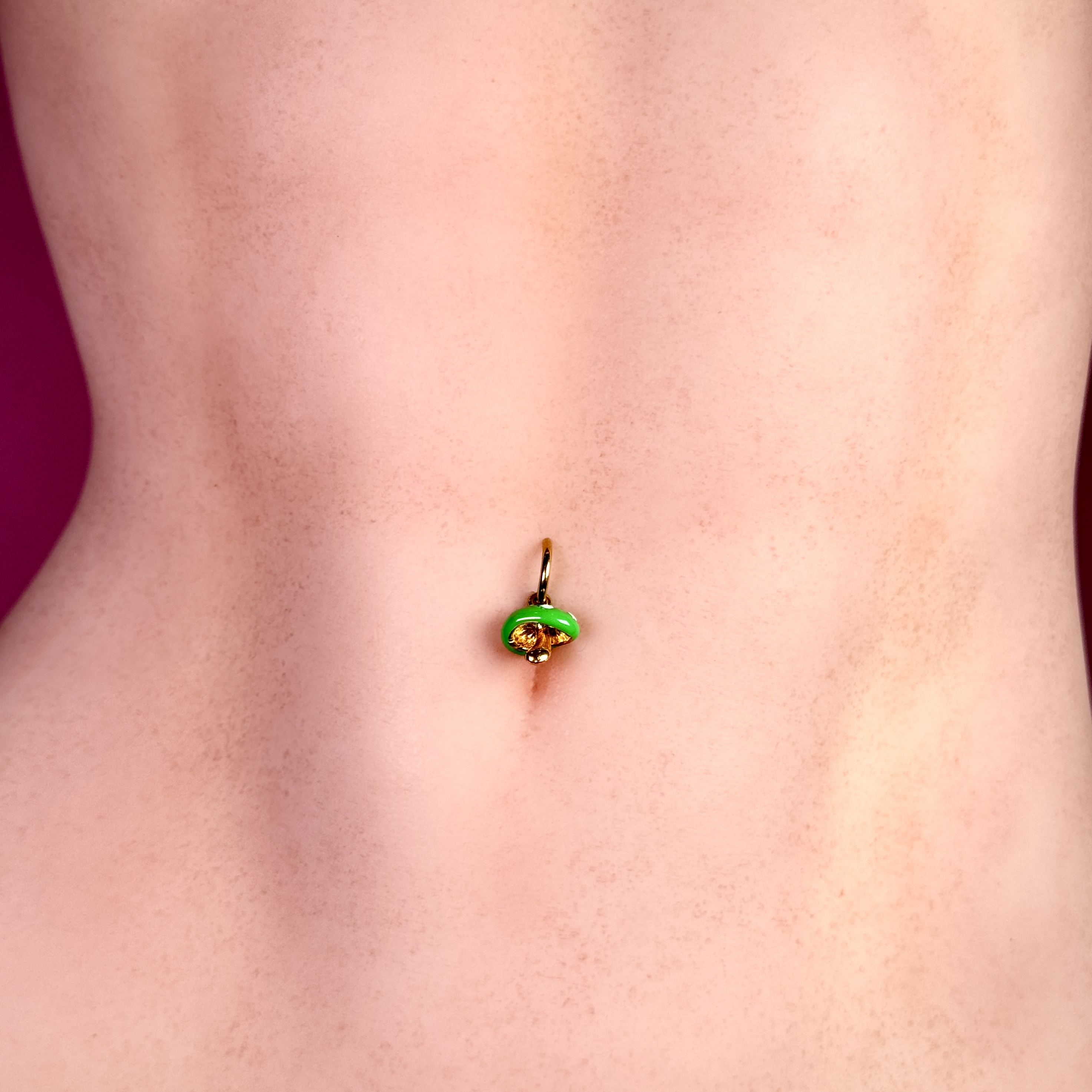 Green Mushroom Charm Faux Belly Ring