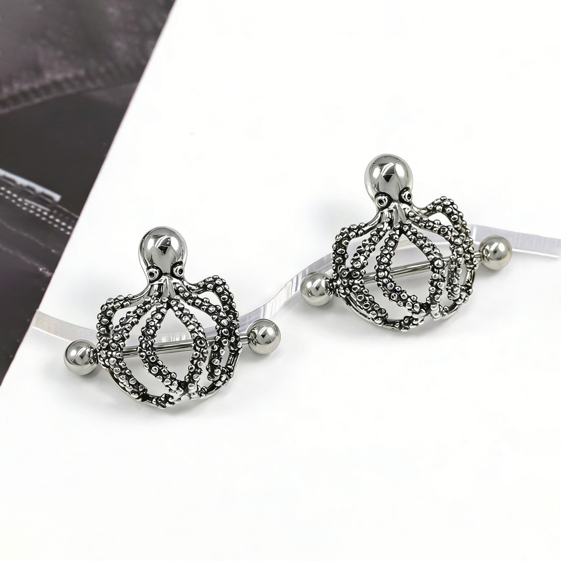 Gothic-Style Octopus Tentacle Nipple Ring Piercing Jewelry