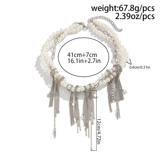 Heart Pearl Tassel Necklace