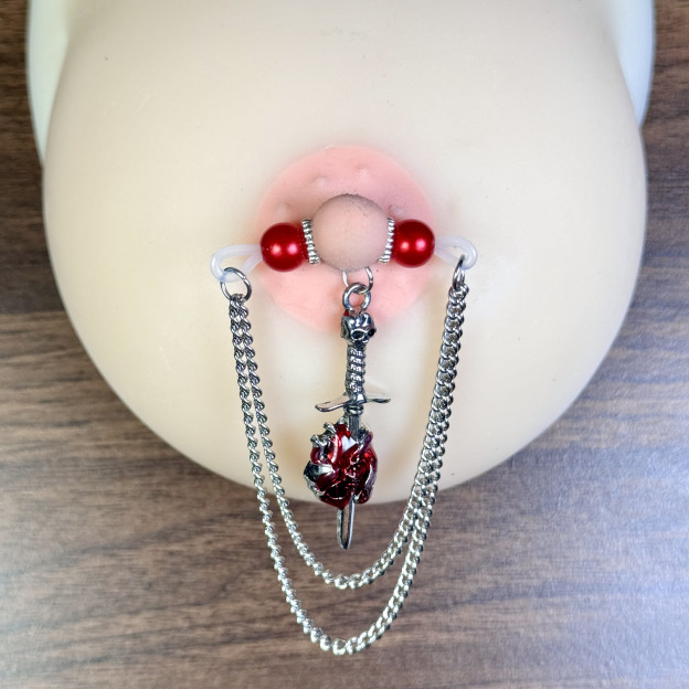 Blood Rose Heart Sword Gothic Nipple Chain